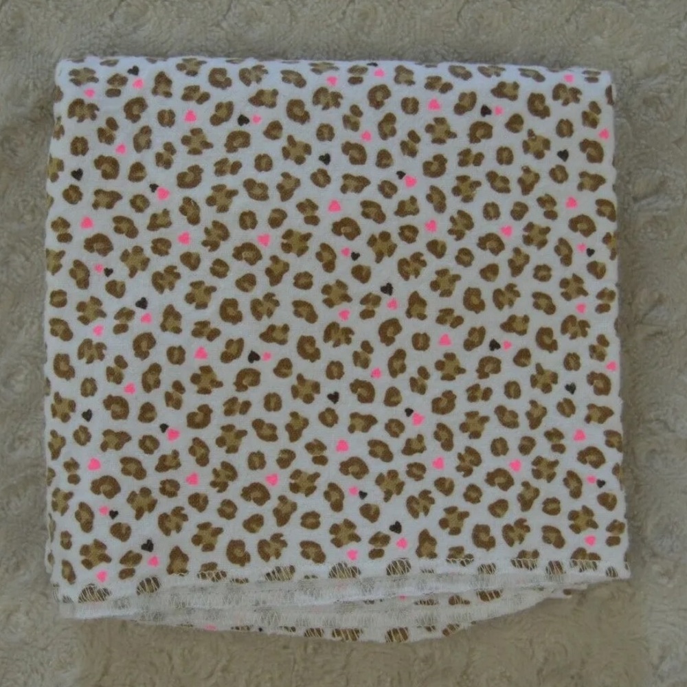Child of Mine Carter's Leopard Cheetah Baby Blanket Heart Print Brown White Pink